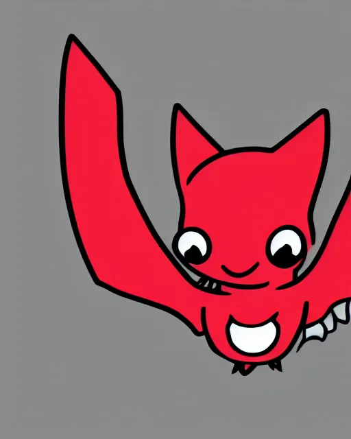 Image similar to 2 d logo, cute red bat that is crying, line art