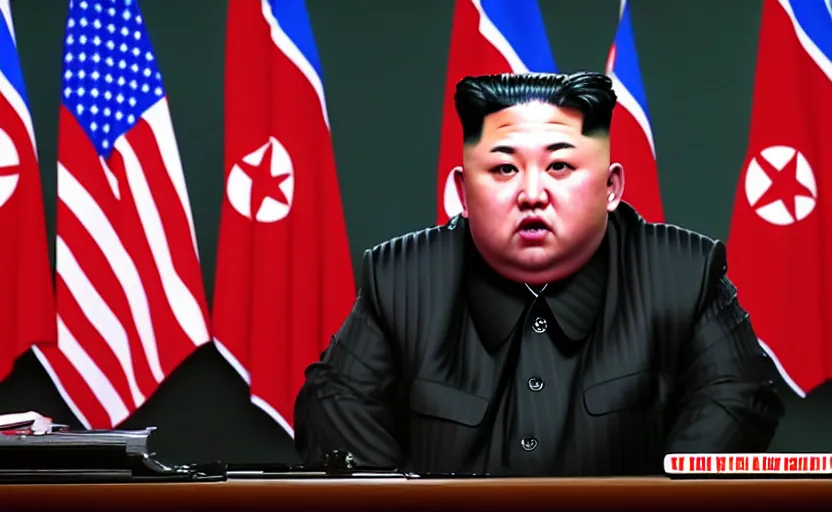 Image similar to kim jong - un snl monologue, volumetric lighting, 8 k resolution