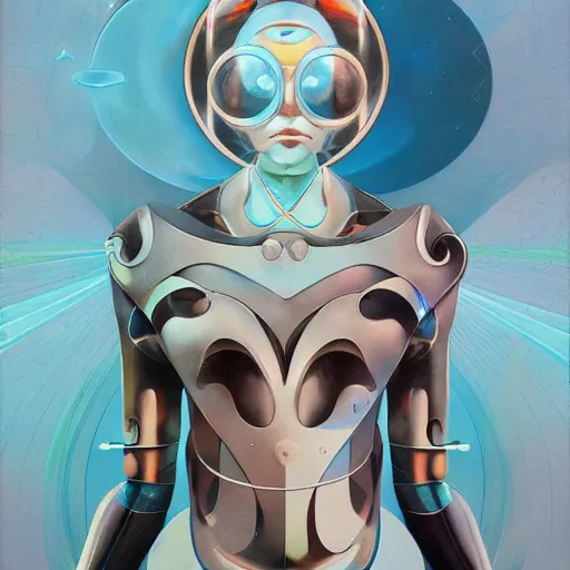 Image similar to scifi futurism automaton minimalism chrome by peter mohrbacher art Hajime Sorayama airbrush hyperrealism model abstract shatter fragments cubism futurism pastel blue soft flat minimal minimalism portrait face jackson pollock ukiyo-e lithograph mark ruthko swirl escape noise shimmer glow paint