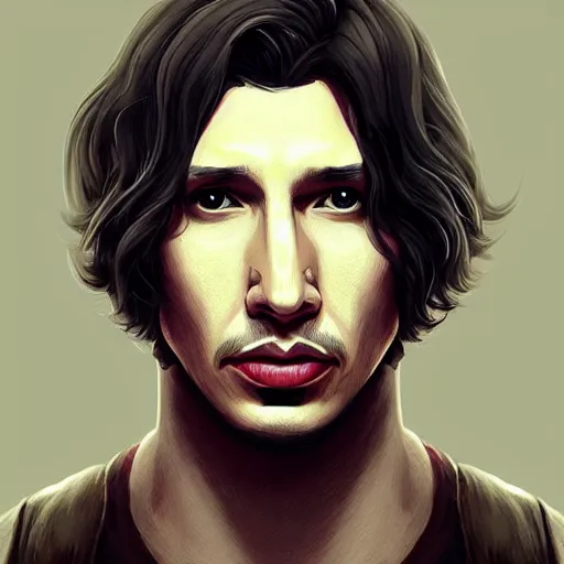 Image similar to “ adam driver portrait by neeko, league of legends, game character, detailed illustration, intricate, highly detailed, centered, digital painting, smooth, sharp focus, fantasy world, riot, artstation ”