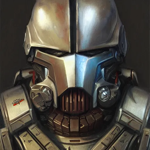 Image similar to the doomslayer as a realistic scifi cyberpunk knight, closeup portrait art by donato giancola and greg rutkowski, vintage retro scifi, realistic face, digital art, trending on artstation, symmetry!!!