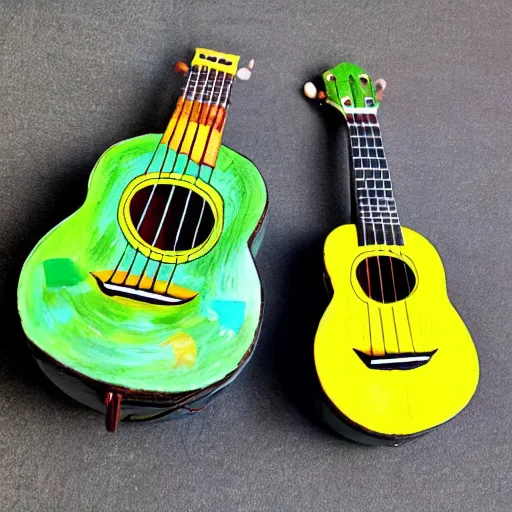 Image similar to avocado ukulele painted by matisse