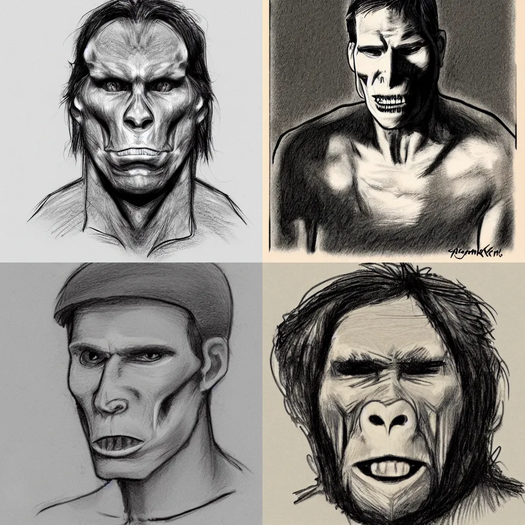 neanderthal face sketch