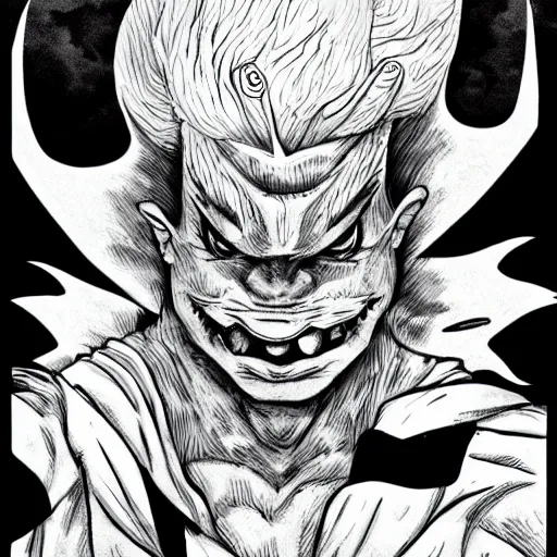 Prompt: Bowser portrait in the style of Junji Ito. Manga. Black & White. Gothic. Horror. Exquisitely detailed. 4K.