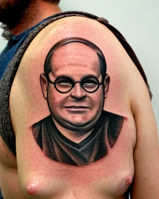 Image similar to george costanza, realism tattoo