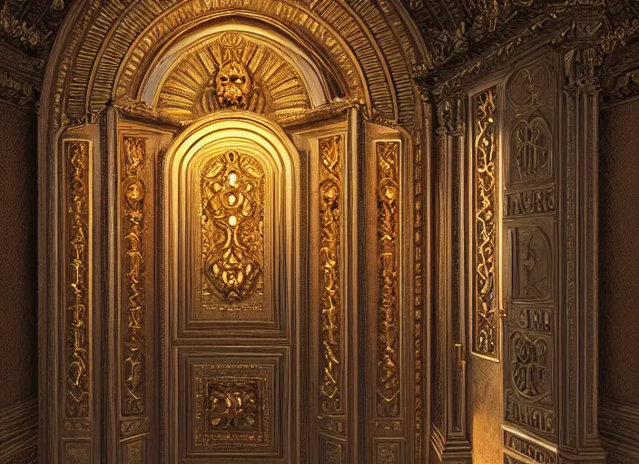 Image similar to symmetry!! the ornate door to the purgatory, very detailed, intricate details, complimentary colors, perfect lighting, perfect composition, aesthetic, masterpiece, award winning, artstation, darek zabrocki, greg rutkowski, artgerm, 4 k