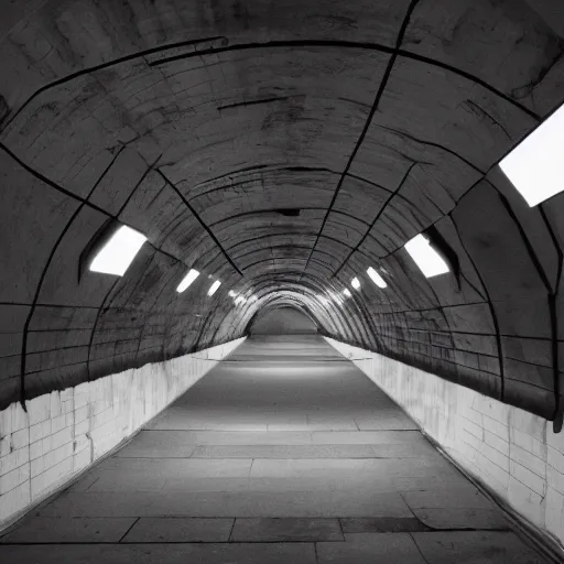 Image similar to photograph of a retrofuturist underground liminal space, minimalist