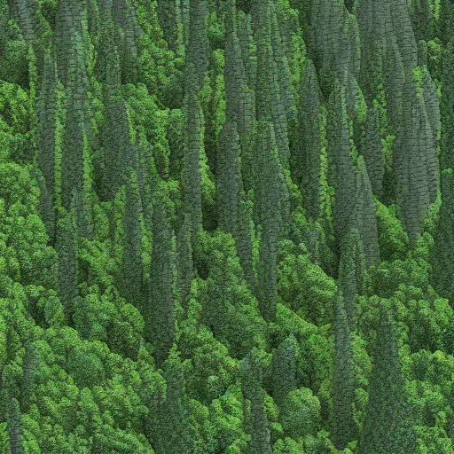 Image similar to simulated 3D grid mesh of a landscape map of a mountain forest region, rendered in high detail, 8K UHD