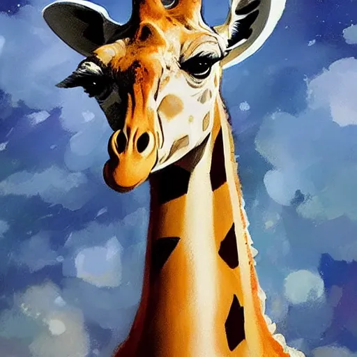 Image similar to a giraffe dressed like an astronaut walking on the moon, trending on artstation, art by greg manchess, guangjian, detailed digital art, artstation hd