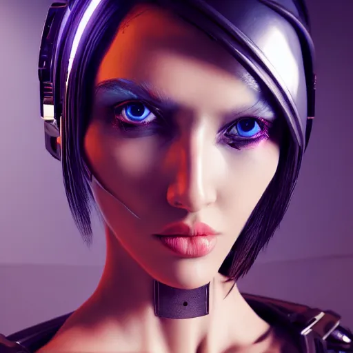 Image similar to futuristic cyberpunk inspired avant-garde art, deco fashion, highly detailed, photorealistic portrait, bright studio setting, studio lighting, crisp quality and light reflections, unreal engine 5 quality render