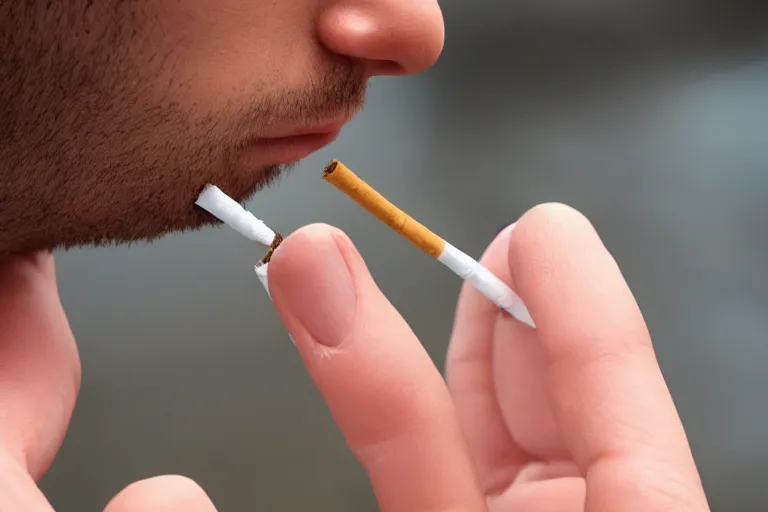 Image similar to cigarette in fingers, hand holding cigarette, hyper realistic, natural