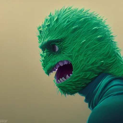 Image similar to highly detailed vfx portrait of a character of a tennis ball monster stephen bliss, chalk, unrealengine, greg rutkowski, loish, rhads, beeple, chalk, makoto shinkai and lois van baarle, ilya kuvshinov, rossdraws, tom bagshaw, basil gogos