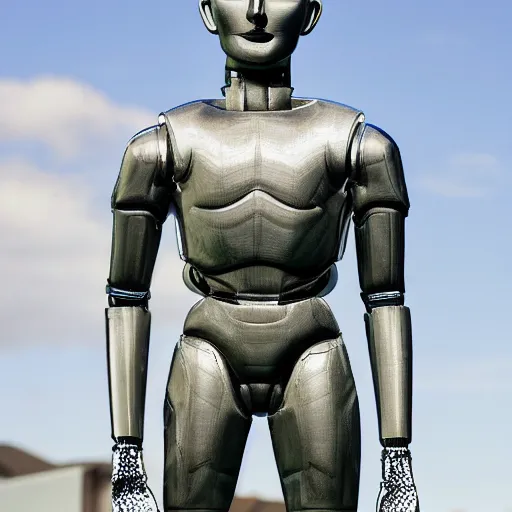 Image similar to a realistic detailed photo of a guy who is an attractive humanoid who is half robot and half humanoid, who is a male android, soccer player timo werner, shiny skin, posing like a statue, blank stare, by the pool, on display, showing off his muscles, humanoid robot, frozen ice statue, made of ice