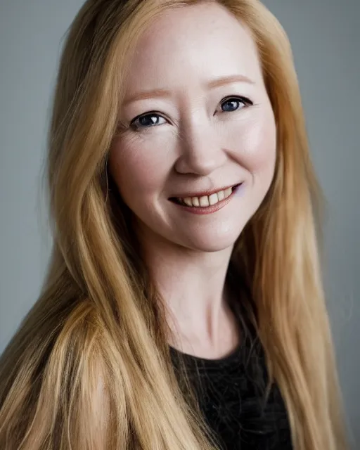 Prompt: headshot of beautiful young actress anne heche, studio lighting, 8 k, photo shoot, 9 inch kershaw soft focus lens f / 5. 6