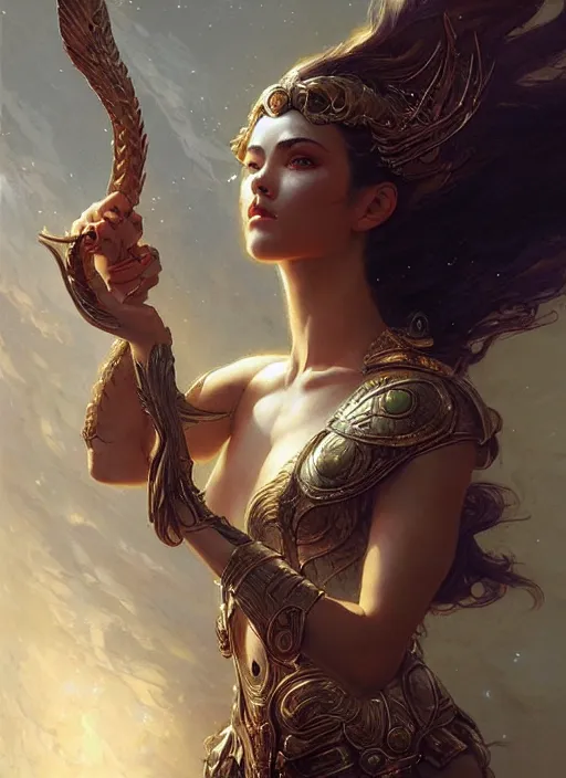 Image similar to portrait of artemis, goddess of the hunt, digital art by artgerm and greg rutkowski, gaston bussiere, ( sakimi chan and android jones and ) karol bak, intricate, elegant