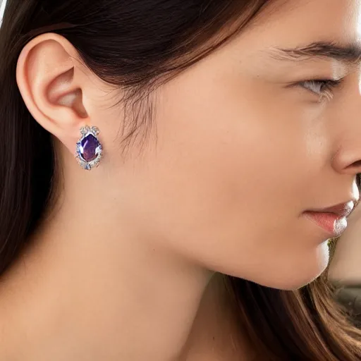 Prompt: teardrop sapphire earrings. platinum