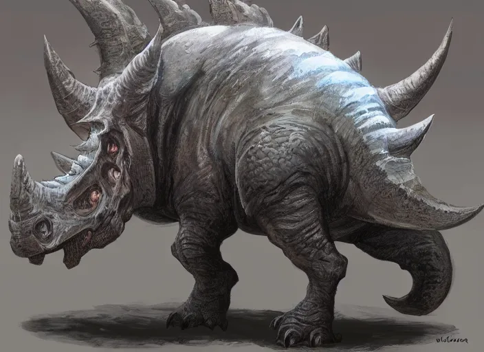 Prompt: concept art for a triceratops made by cookies, oil painting by jama jurabaev, extremely detailed, brush hard, artstation, for aaa game, high quality, brush stroke