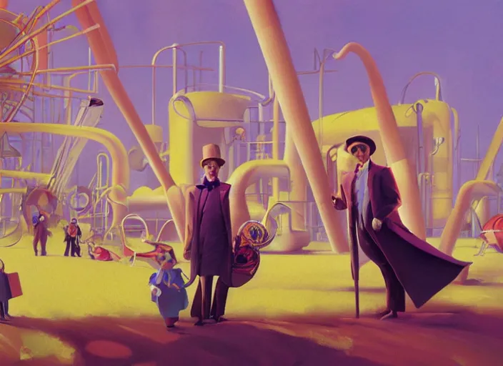 Prompt: film still of Willy Wonka's and the Chocolate Factory 1971 artwork painting made by Sergey Kolesov