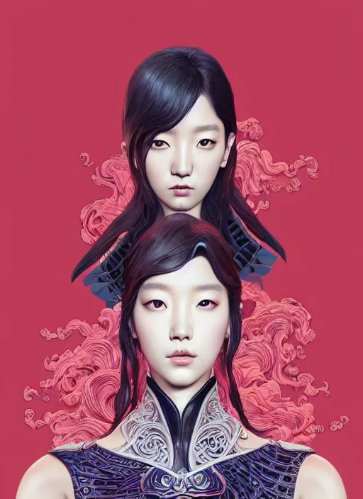 Image similar to Park Shin Hye as a super villain, luxurious, fantasy, intricate, elegant, highly detailed, digital painting, artstation, concept art, matte, sharp focus, illustration, art by WLOP and Hokusai, masterpiece, Refined, upscaled