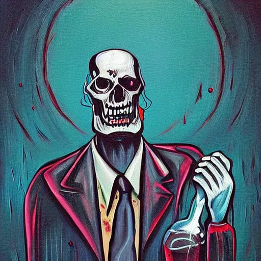 Image similar to horror vibe painting, retro style by chad keith instagram