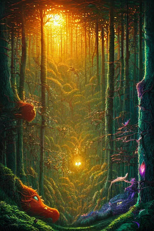 Image similar to fantasy forest. macro. dan mumford beeple. michael cheval. anato finnstark. naomi okubo.