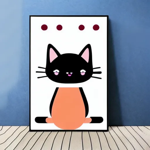 Image similar to Kawaii anime cute cat, art poster graphic