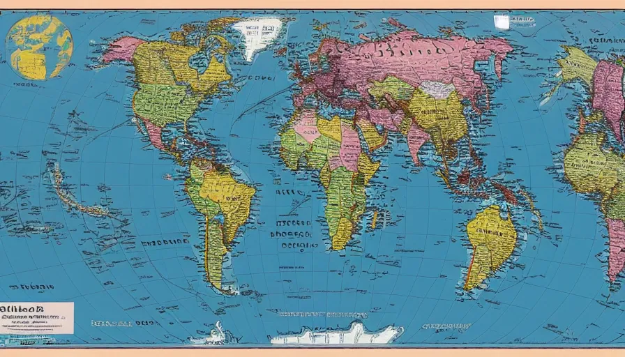 Prompt: miller projection geopolitical world map of strangereal
