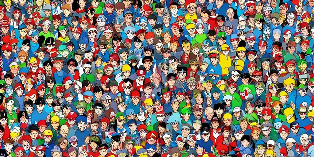 Prompt: find Waldo in a Pokémon city