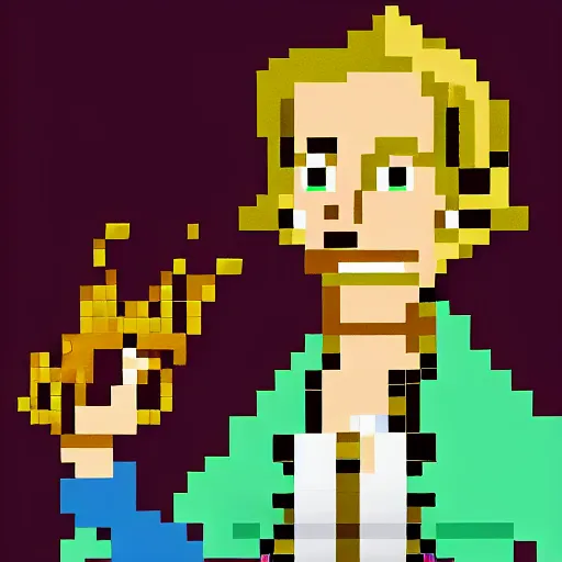 Image similar to pixel art 8 bit guybrush threepwood, trending on artstation