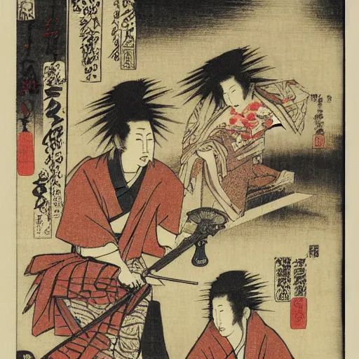 Prompt: Left 4 Dead 2 by Utagawa Kuniyoshi, woodblock print