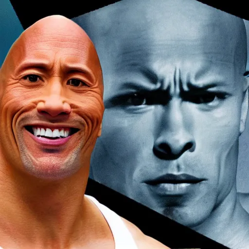 Image similar to Dwayne the rock Johnson with a really big forehead made of abbs