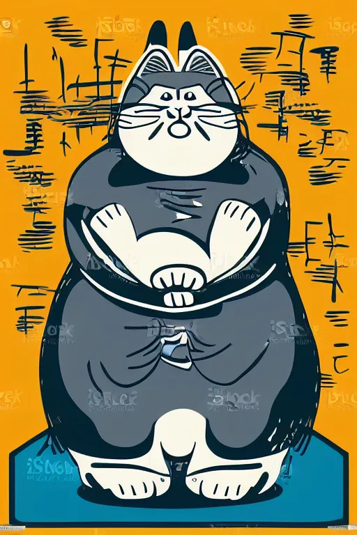 Image similar to Portrait of a cat as a sumo wrestler, sticker, colorful, illustration, highly detailed, simple, smooth and clean vector curves, no jagged lines, vector art, smooth