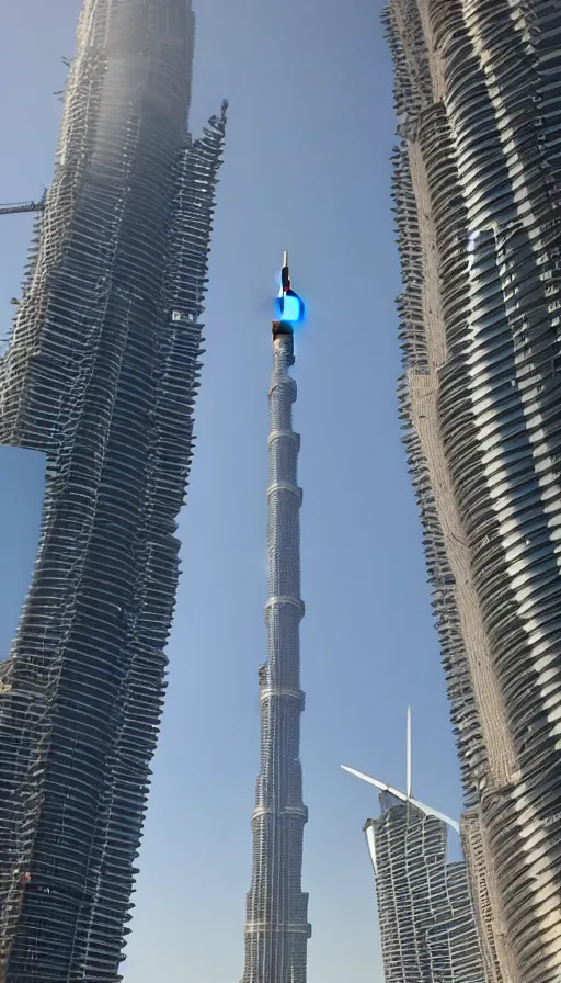 Prompt: the burj khalifa in paris. looking like the eiffel tower