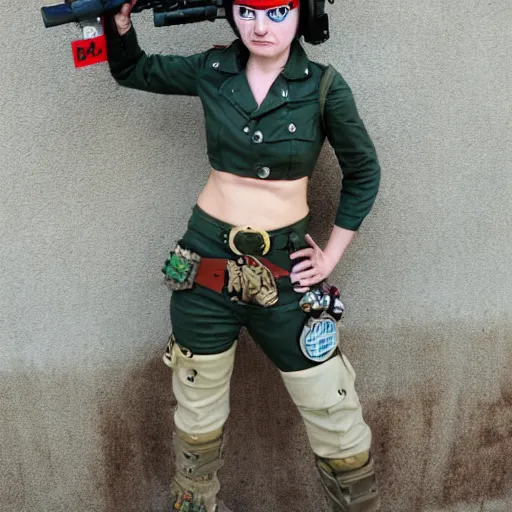 Prompt: Natalie Potman as Tankgirl, Dieselpunk, full body