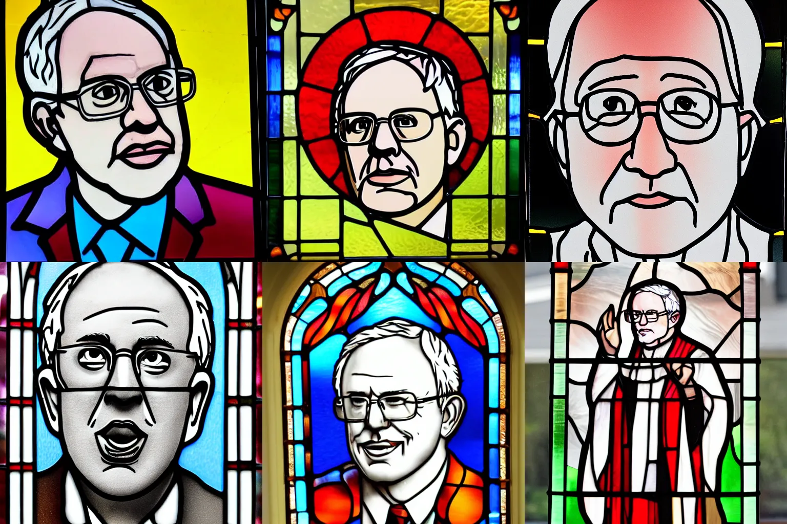Prompt: stained glass of Bernie Sanders