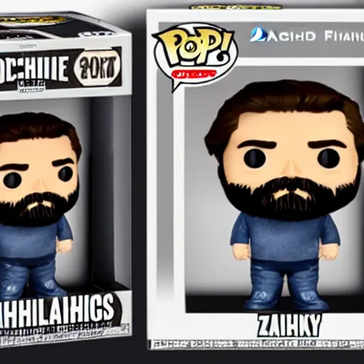 Prompt: zach galifianakis funko pop with short hair and gray beard