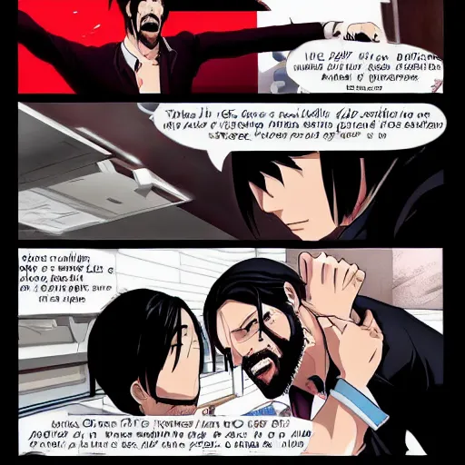 Prompt: John wick is suiciding by shooting his own head but in the anime universe