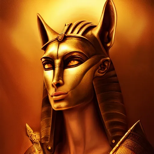 Prompt: majestic gracious regal female anubis warrior portrait, ancient egypt, atmospheric lighting, painted, menacing, intricate, volumetric lighting, beautiful, rich deep colours masterpiece, golden hour, golden ratio, sharp focus, ultra detailed, by leesha hannigan, ross tran, thierry doizon, kai carpenter, ignacio fernandez rios