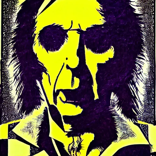 Image similar to graphic illustration, creative design, alice cooper, biopunk, francis bacon, highly detailed, hunter s thompson, mixed