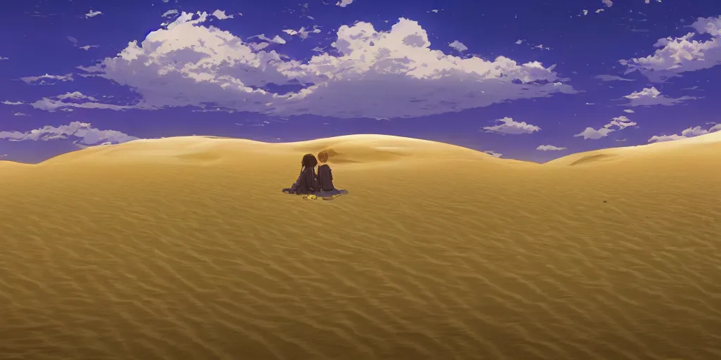 Image similar to sand dunes by makoto shinkai