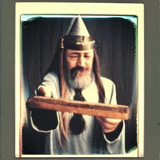 Prompt: wizard casting a spell, polaroid!!!!!