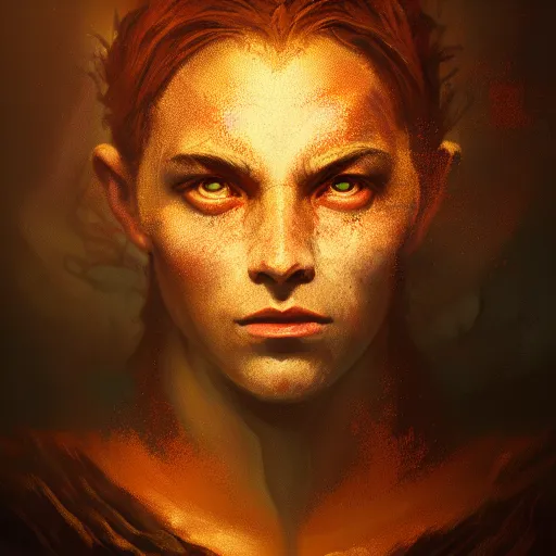 Image similar to Biblical deceiving devil portrait, atmospheric lighting, painted, intricate, volumetric lighting, beautiful, rich deep colours masterpiece, golden hour, sharp focus, ultra detailed, by Leesha Hannigan, Ross Tran, Thierry Doizon, Kai Carpenter, Ignacio Fernández Ríos