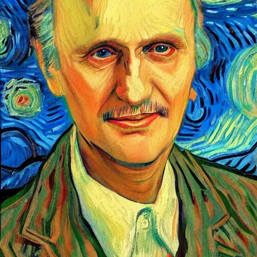 Image similar to a painting of alan alda from mash, trending on artstation, impressionist style, van gogh