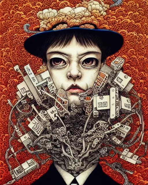 Image similar to portrait painted in jacek yerka style drawn by vania zouravliov and takato yamamoto, inspired by the office, intricate acrylic gouache painting, high detail, sharp high detail, artstation