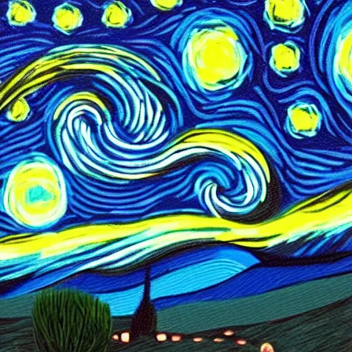 Prompt: a starry night in the style of deVinchi