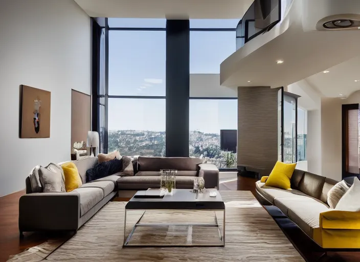 Image similar to 8 k photograph of stunning 2 0 2 2 modern living room, award winning design, designed by michael wolk + beatriz pascuali