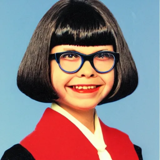 Image similar to a 1 9 8 0 s school yearbook photo of edna mode