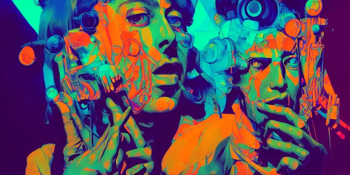 Image similar to duotone trippy 1 9 6 0 s lsd concept illustration of one psychedelic hippy musician. volumetric lighting. golden ratio accidental renaissance. by sachin teng and sergey kolesov and ruan jia and heng z. graffiti art, scifi, fantasy, hyper detailed. octane render. concept art. trending on artstation.