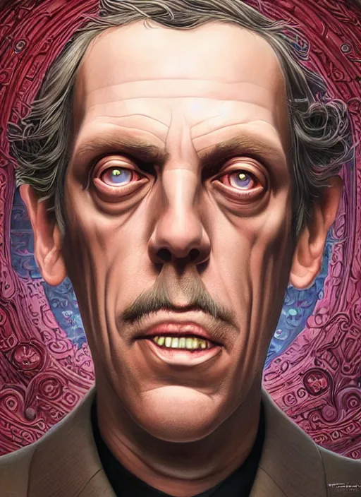 Image similar to lovecraft lovecraftian portrait of hugh laurie, pixar style, by tristan eaton stanley artgerm and tom bagshaw.