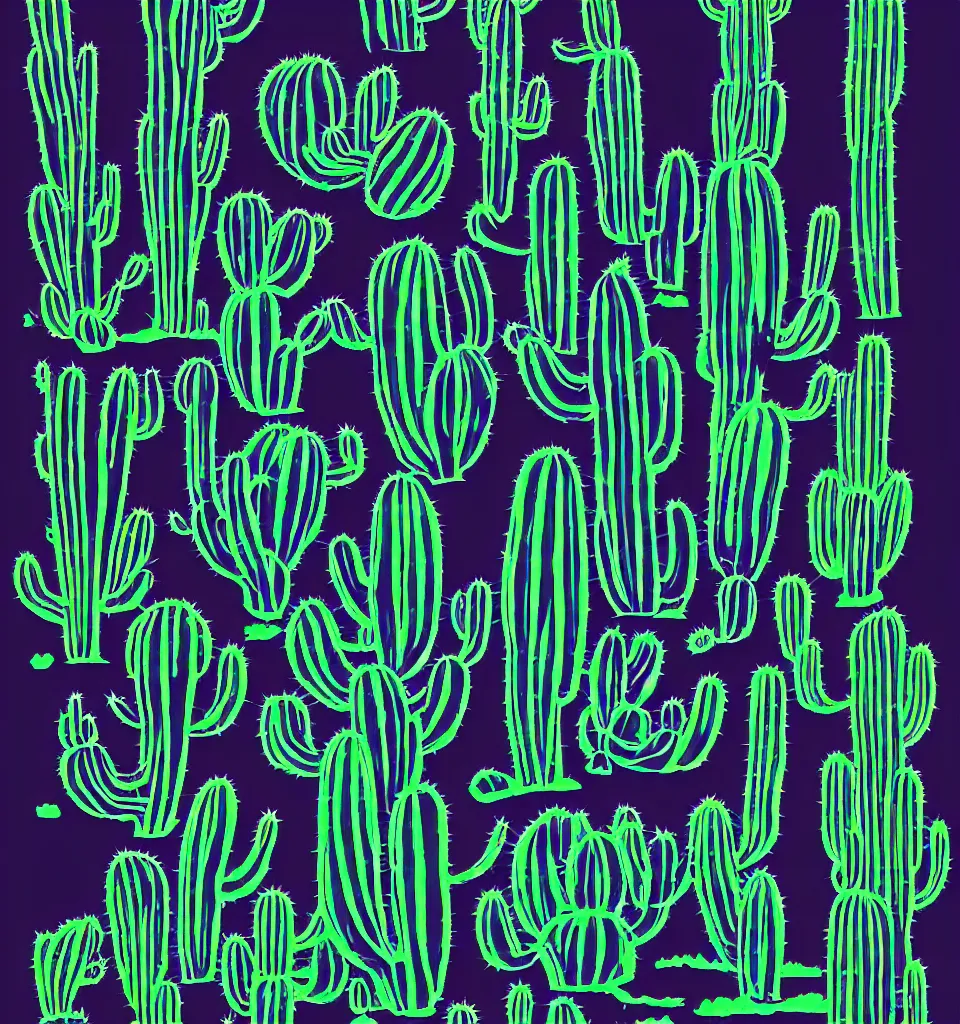 Image similar to cactus outline blacklight poster